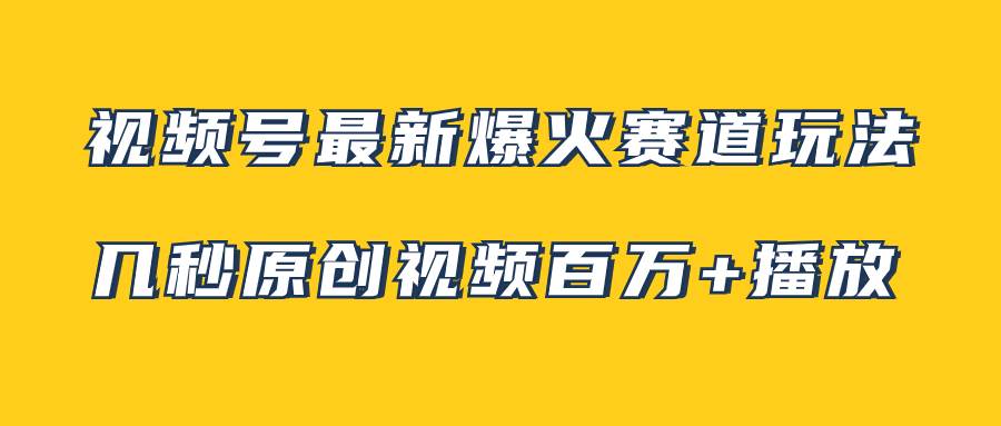 视频号最新爆火赛道玩法，几秒视频可达百万播放，小白即可操作（附素材）-三玖社区
