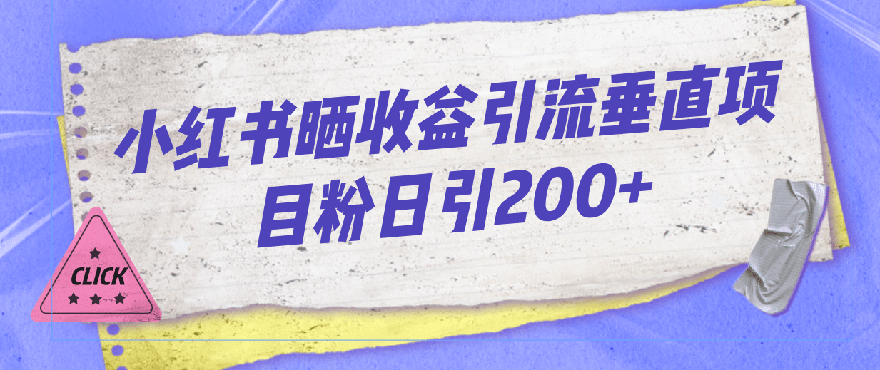 小红书晒收益图引流垂直项目粉日引200+-三玖社区