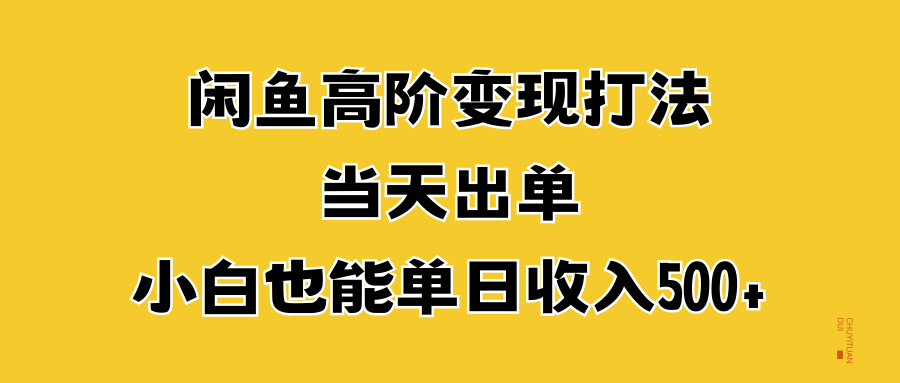 闲鱼高阶变现打法，当天出单，小白也能单日收入500+-三玖社区