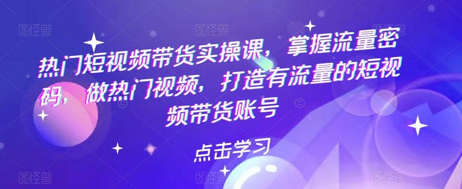 热门短视频带货实战 掌握流量密码 做热门视频 打造有流量的短视频带货账号-三玖社区