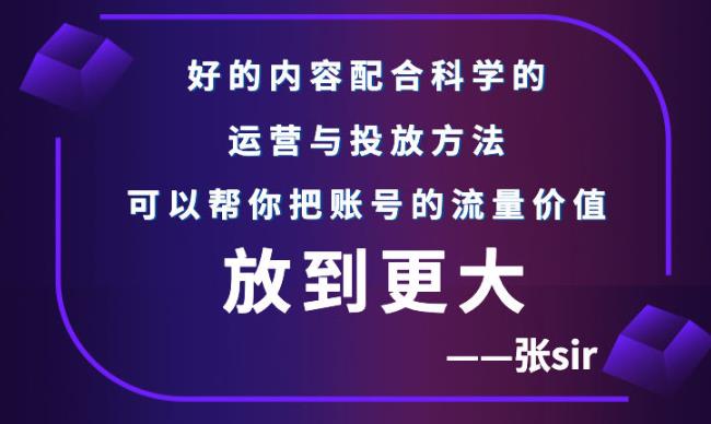张sir账号流量增长课，告别海王流量，让你的流量更精准-三玖社区