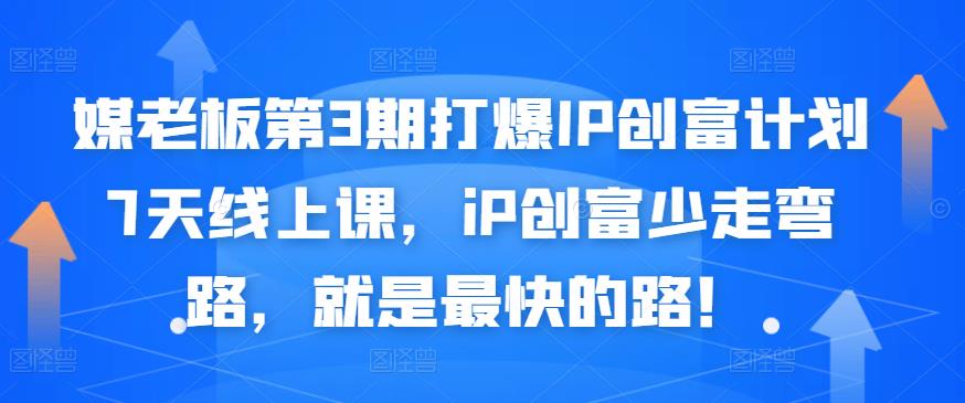 媒老板第3期打爆IP创富计划7天线上课，iP创富少走弯路，就是最快的路！-三玖社区