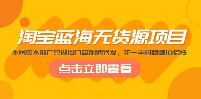 淘宝蓝海无货源项目，不囤货不推广只做冷门高利润代发-三玖社区
