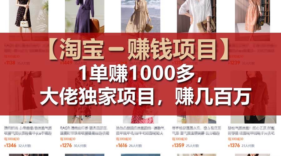 【淘宝赚钱项目】1单可赚1000多，大佬独家项目，年赚几百万-三玖社区