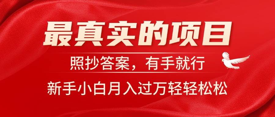 最真实的项目，照抄答案，有手就行，新手小白月入过万轻轻松松-三玖社区