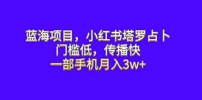 蓝海项目，小红书塔罗占卜，门槛低，传播快，一部手机月入3w+-三玖社区