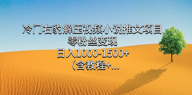 冷门右豹解压视频小说推文项目，零粉丝变现，日入1000-1500+（含教程）-三玖社区