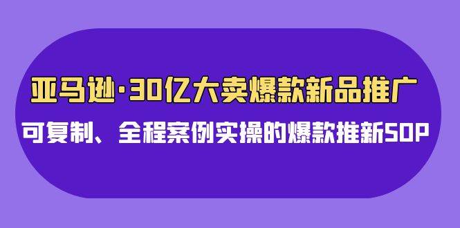 亚马逊30亿·大卖爆款新品推广，可复制、全程案例实操的爆款推新SOP-三玖社区