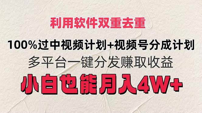 利用软件双重去重，100%过中视频+视频号分成计划小白也可以月入4W+-三玖社区