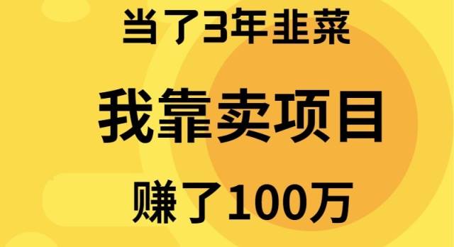 当了3年韭菜，我靠卖项目赚了100万-三玖社区