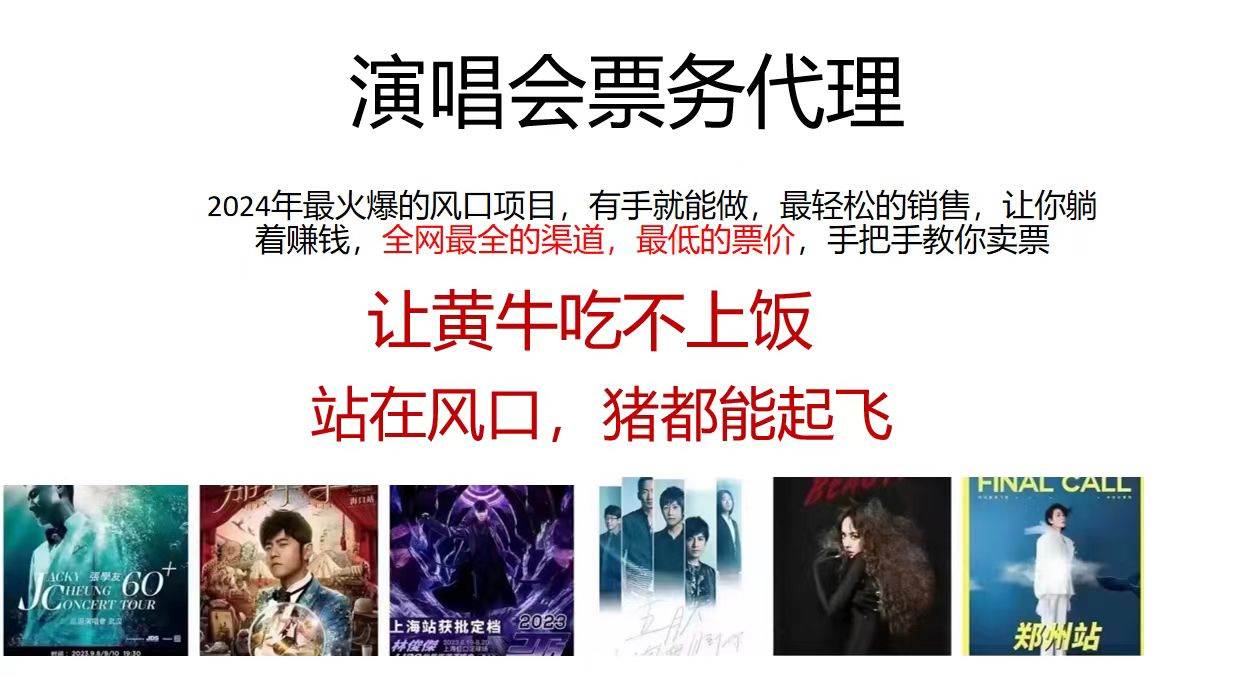 演唱会票务代理，2024年最火爆风口项目，全网最低的票价，小白一分钟上…-三玖社区