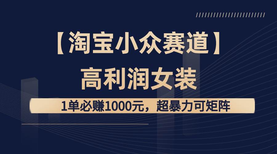 【淘宝小众赛道】高利润女装：1单必赚1000元，超暴力可矩阵-三玖社区