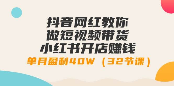 抖音网红教你做短视频带货+小红书开店赚钱，单月盈利40W（32节课）-三玖社区