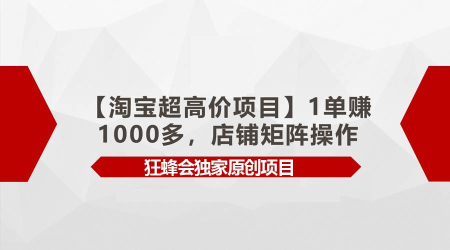 【淘宝超高价项目】1单赚1000多，店铺矩阵操作-三玖社区