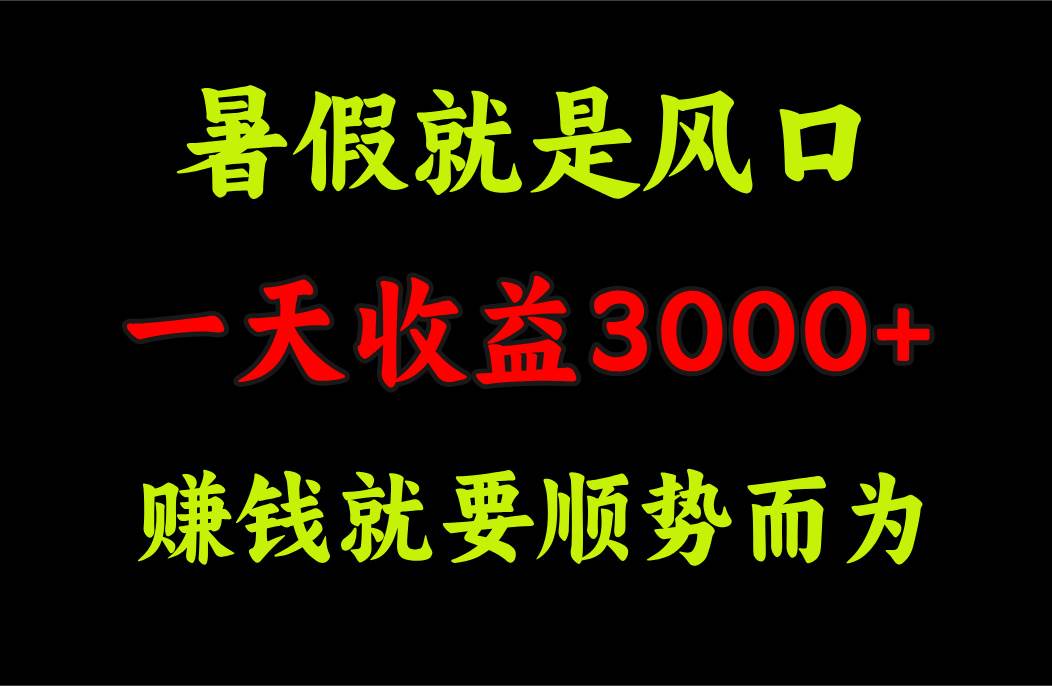 一天收益3000+ 赚钱就是顺势而为，暑假就是风口-三玖社区