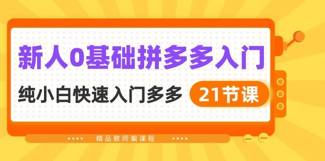 新人0基础拼多多入门，纯小白快速入门多多（21节课）-三玖社区
