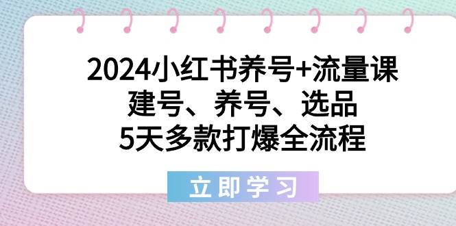 2024小红书养号+流量课：建号、养号、选品，5天多款打爆全流程-三玖社区
