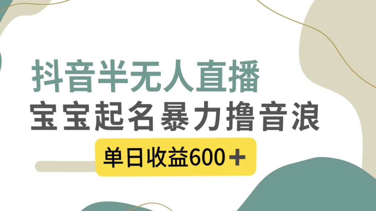 抖音半无人直播，宝宝起名，暴力撸音浪，单日收益600+-三玖社区