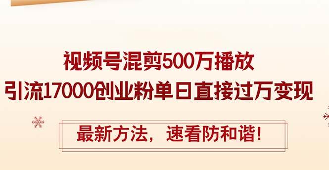 精华帖视频号混剪500万播放引流17000创业粉，单日直接过万变现，最新方…-三玖社区