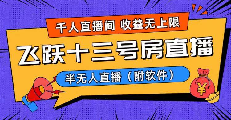 爆火飞跃十三号房半无人直播，一场直播上千人，日入过万！（附软件）-三玖社区