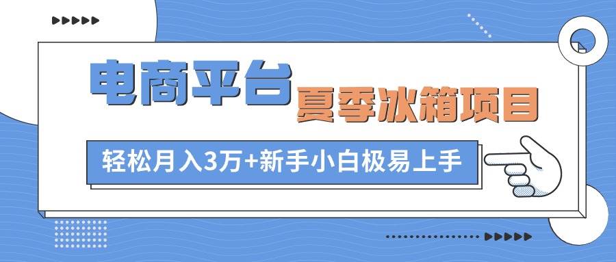 电商平台夏季冰箱项目，轻松月入3万+，新手小白极易上手-三玖社区