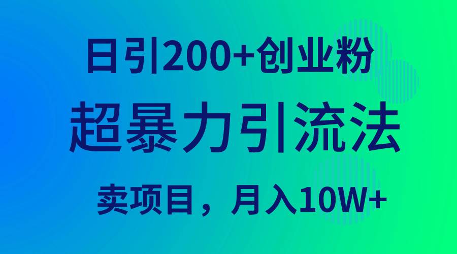 超暴力引流法，日引200+创业粉，卖项目月入10W+-三玖社区