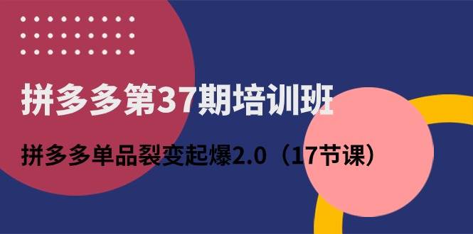 拼多多第37期培训班：拼多多单品裂变起爆2.0（17节课）-三玖社区