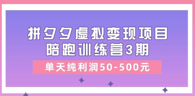 某收费培训《拼夕夕虚拟变现项目陪跑训练营3期》单天纯利润50-500元-三玖社区