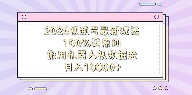 2024视频号最新玩法，100%过原创，搬用机器人视频掘金，月入10000+-三玖社区