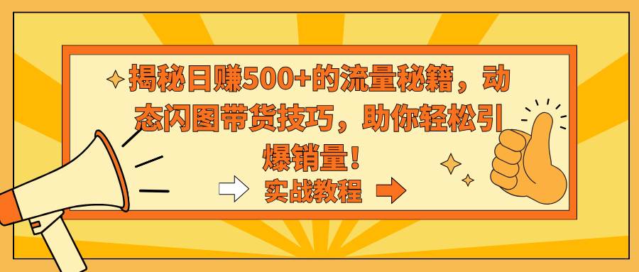 揭秘日赚500+的流量秘籍，动态闪图带货技巧，助你轻松引爆销量！-三玖社区