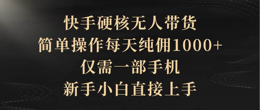 快手硬核无人带货，简单操作每天纯佣1000+,仅需一部手机，新手小白直接上手-三玖社区