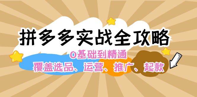 拼多多实战全攻略：0基础到精通，覆盖选品、运营、推广、起款-三玖社区
