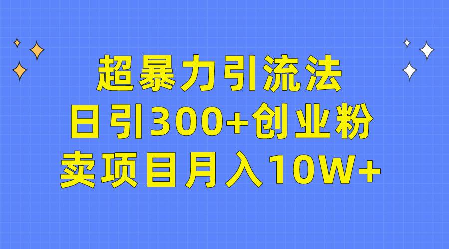 超暴力引流法，日引300+创业粉，卖项目月入10W+-三玖社区