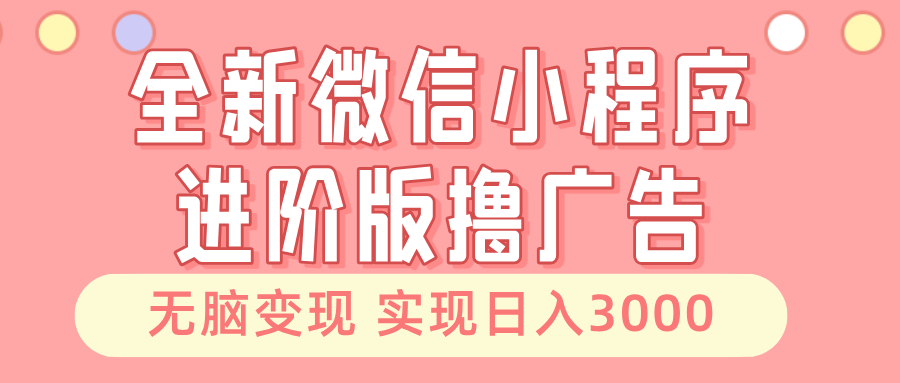 全新微信小程序进阶版撸广告 无脑变现睡后也有收入 日入3000＋-三玖社区