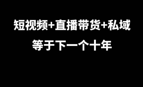 短视频+直播带货+私域等于下一个十年，大佬7年实战经验总结-三玖社区