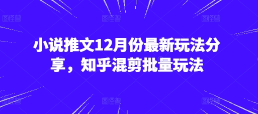 小说推文12月份最新玩法分享，知乎混剪批量玩法-三玖社区