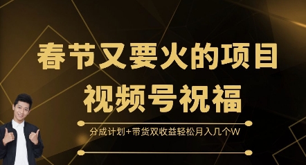 春节又要火的项目视频号祝福，分成计划+带货双收益，轻松月入几个W-三玖社区