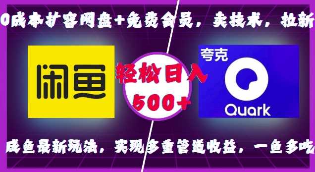 0成本扩容网盘+免费会员，卖技术，拉新，咸鱼最新玩法，实现多重管道收益，一鱼多吃，轻松日入500+-三玖社区