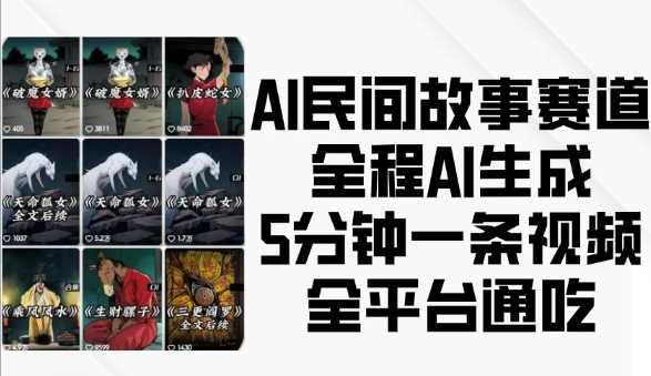 AI民间故事赛道，全程AI生成5分钟一条视频，全平台通吃-三玖社区