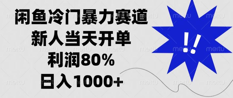 闲鱼冷门暴力赛道，新人当天开单，利润80%，日入1000+-三玖社区