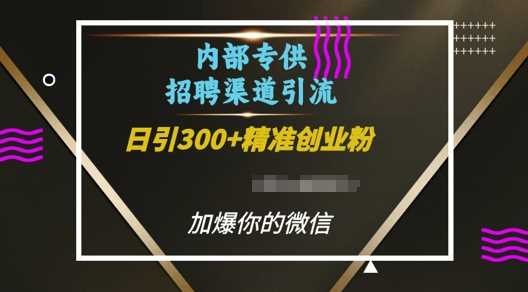 内部招聘渠道日引流300+创业粉，加爆你的微信【揭秘】-三玖社区