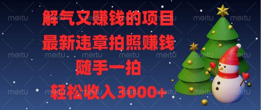 解气又赚钱的项目，最新违章拍照赚钱，随手一拍，轻松收入3000+-三玖社区