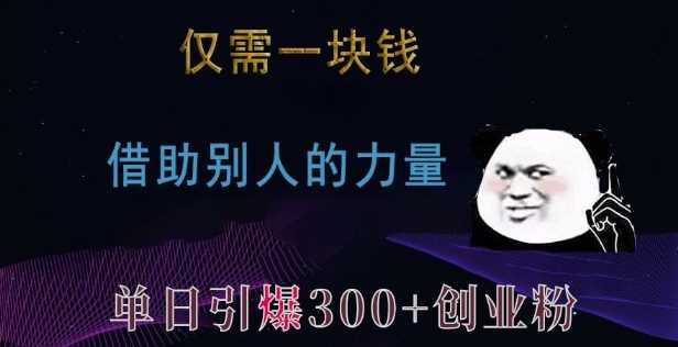 仅需一块钱，借助别人的力量，单日引爆300+创业粉、兼职粉【揭秘】-三玖社区