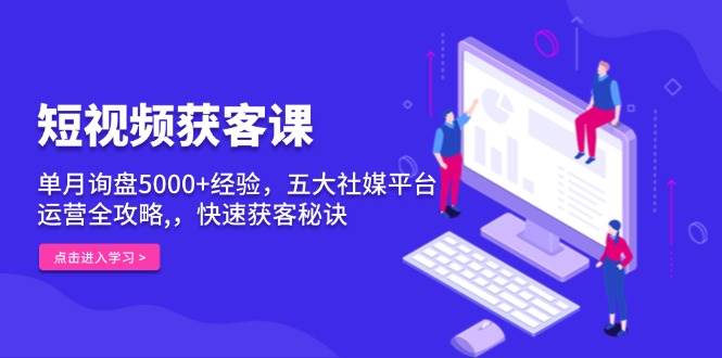 短视频获客课，单月询盘5000+经验，五大社媒平台运营全攻略,，快速获客…-三玖社区