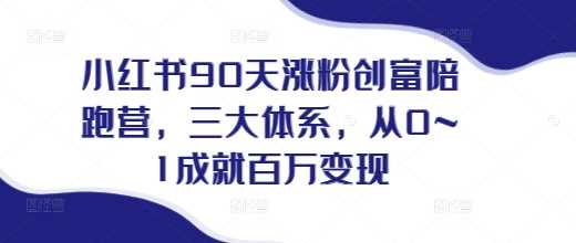 小红书90天涨粉创富陪跑营，​三大体系，从0~1成就百万变现，做小红书的最后一站-三玖社区