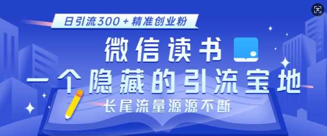 微信读书，一个隐藏的引流宝地，不为人知的小众打法，日引流300+精准创业粉，长尾流量源源不断-三玖社区