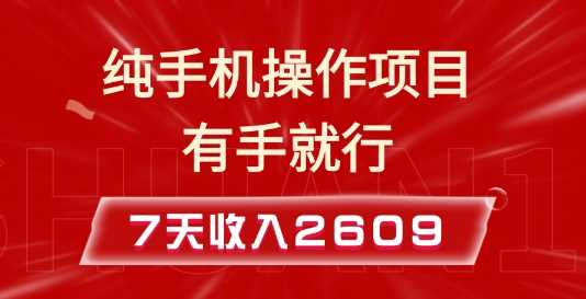 纯手机操作的小项目，有手就能做，7天收入2609+实操教程【揭秘】-三玖社区