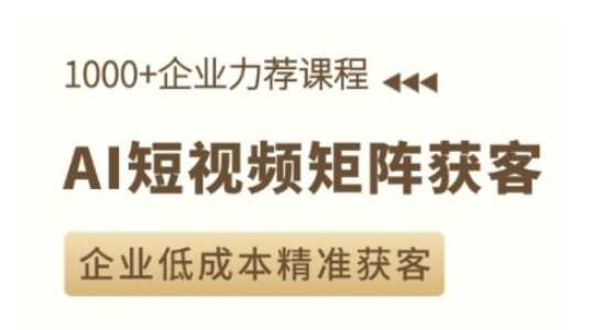 AI短视频矩阵获客实操课，企业低成本精准获客-三玖社区