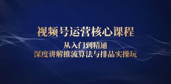 视频号运营核心课程，从入门到精通，深度讲解推流算法与排品实操玩-三玖社区