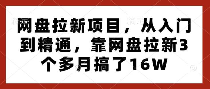 网盘拉新项目，从入门到精通，靠网盘拉新3个多月搞了16W-三玖社区